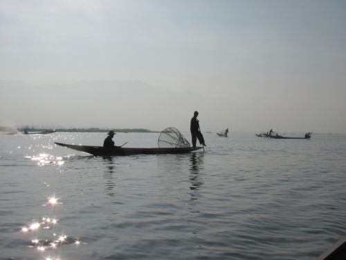 fisherman boat lake