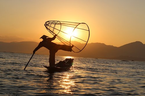 fisherman  the fishermen  sunset