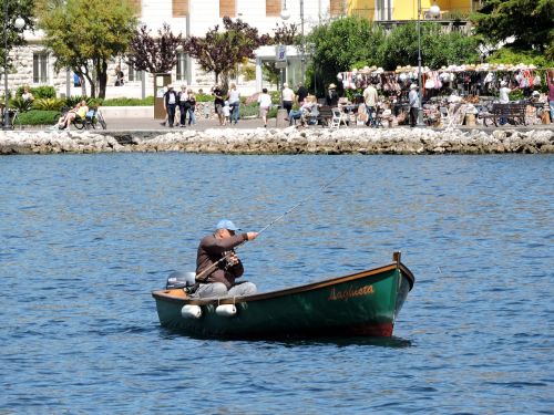 fisherman boat lake