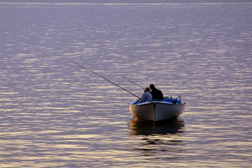 fishermen boat lake