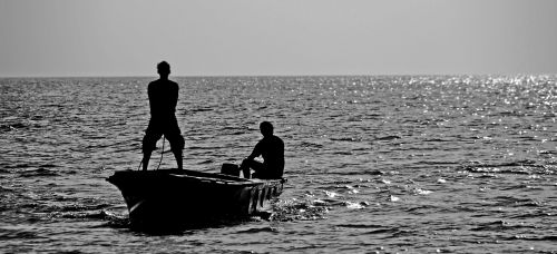 fishermen boat sea