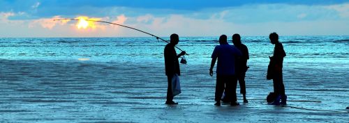 fishing sunset fisherman