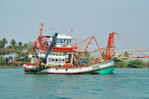 fishing boat colorful sea