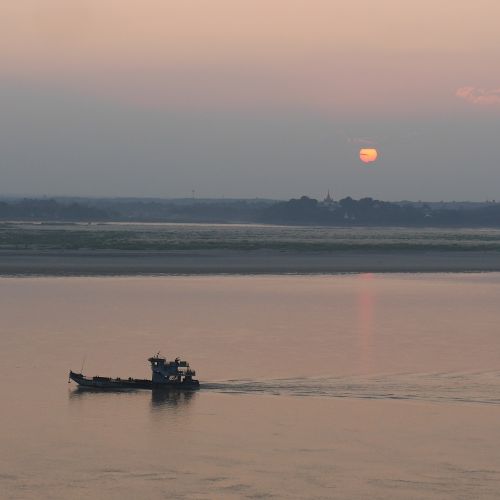 fishing boat myanmar sunset