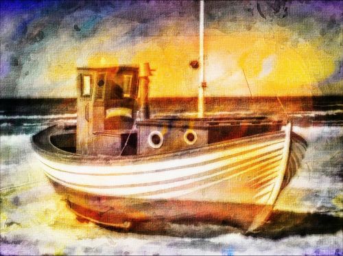 fishing boat vessel digital art