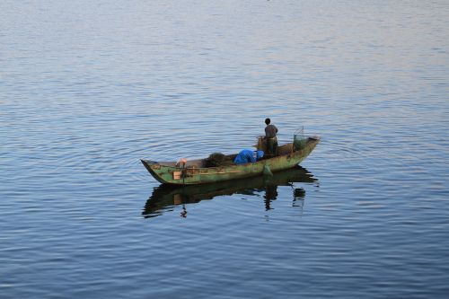 fishing boats fishing blue morning