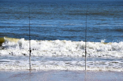 Fishing Poles On Beach