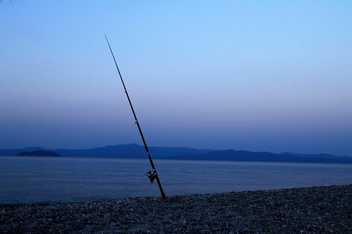 fishing rod  sea landscape  nature