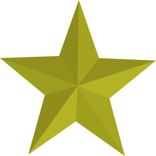 five five-pointed star gold
