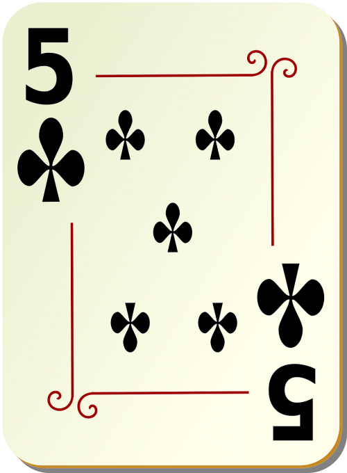 five clubs playing cards