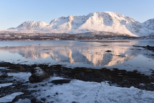 fjord  snow  landscape