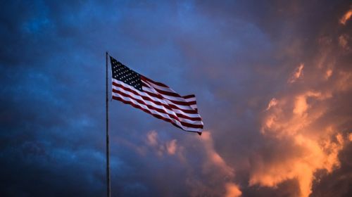 flag america sunset