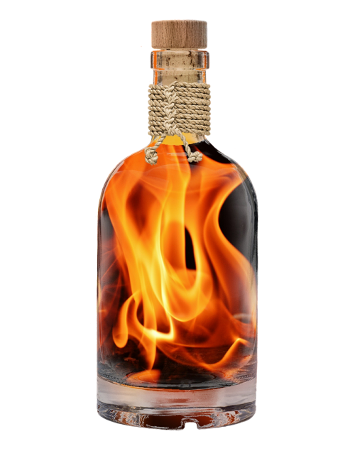 flame embers bottle fiery