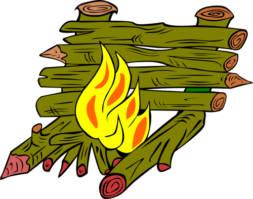 flames wooden fire