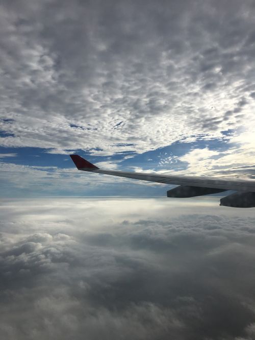 flight wings clouds