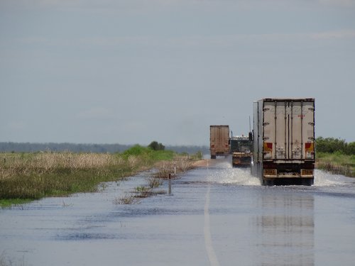 flood  road train  truck