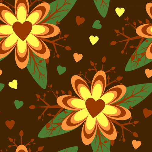 floral hearts brown