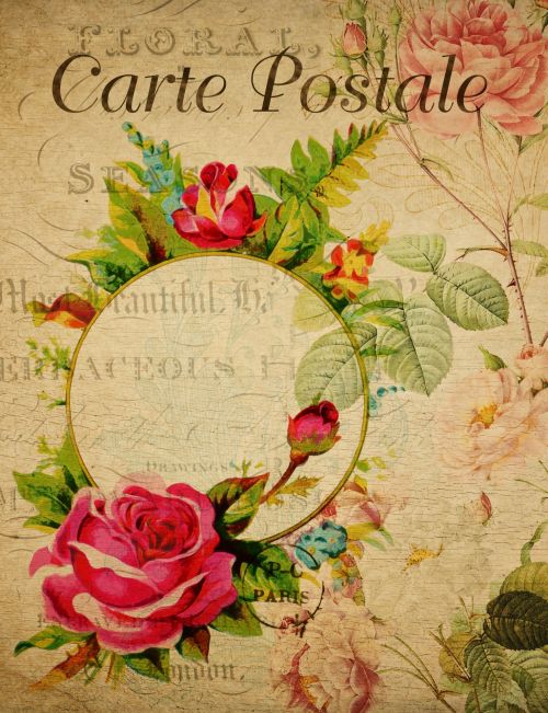 Floral Background French Postcard