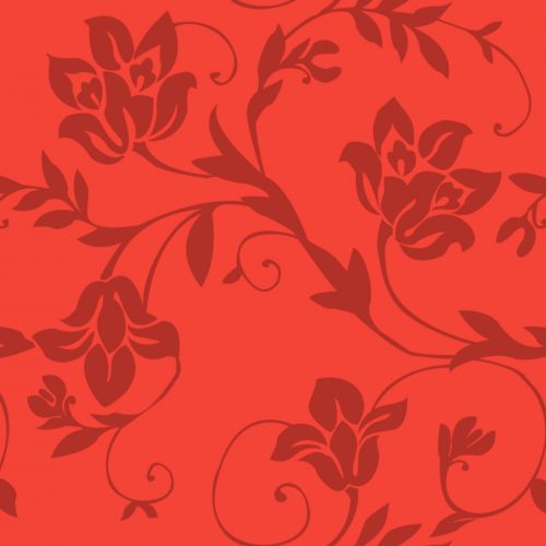 Floral Drawing On Red