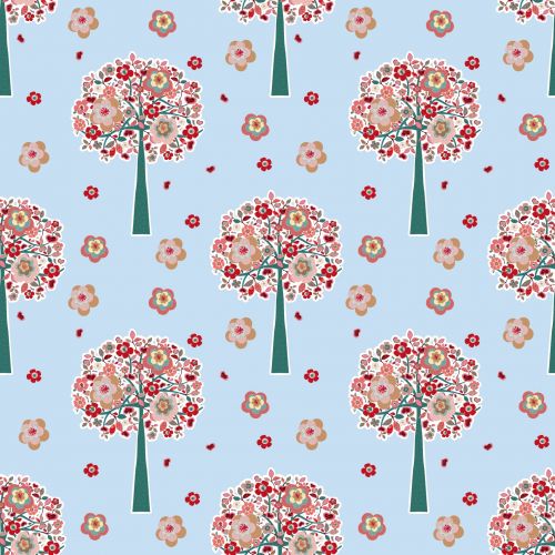 Floral Trees Wallpaper Pattern