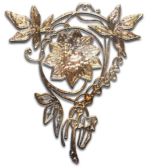 flower brooch aged gold
