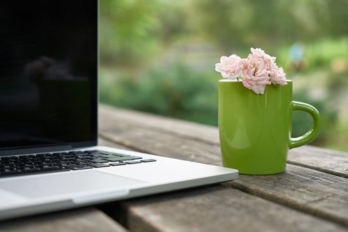 flower  glass  laptop