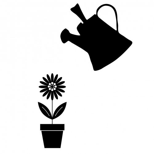Flower &amp; Watering Can Clipart