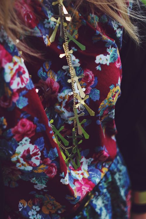 flower fabric cross necklaces