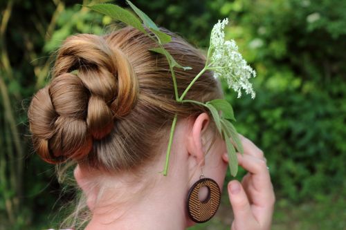 flower in hair hair woman