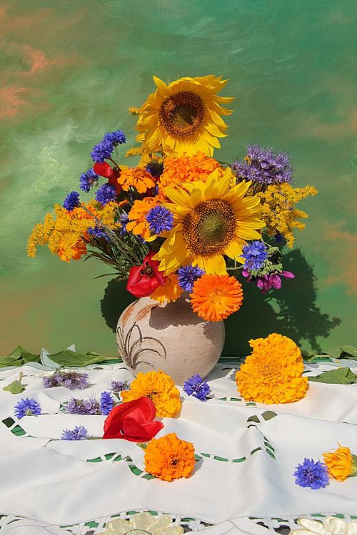 flower vase bouquet sunflower