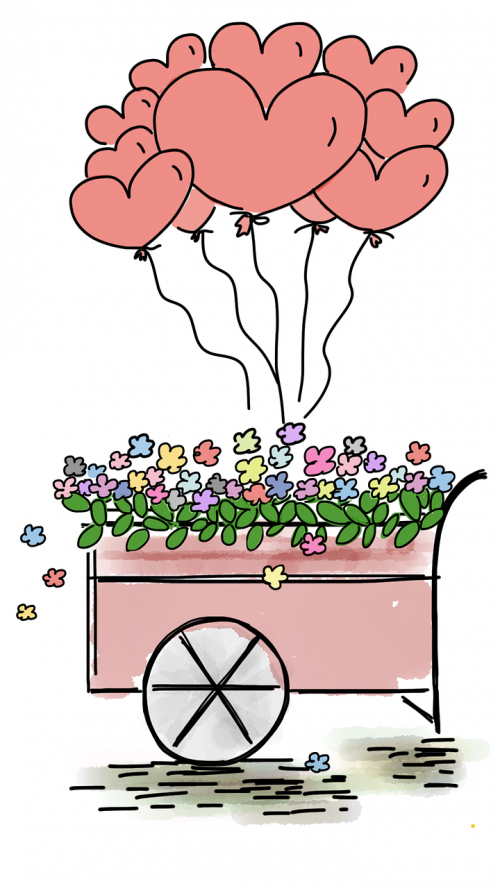 flower wagon balloons flowers