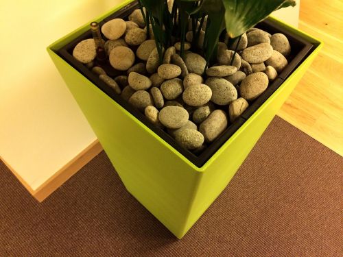 flowerpot pebbles bucket