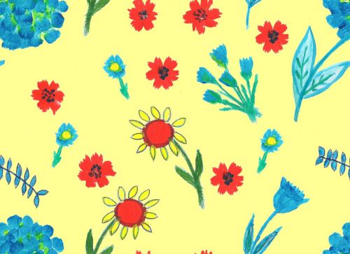 flowers fabric design step and repeat