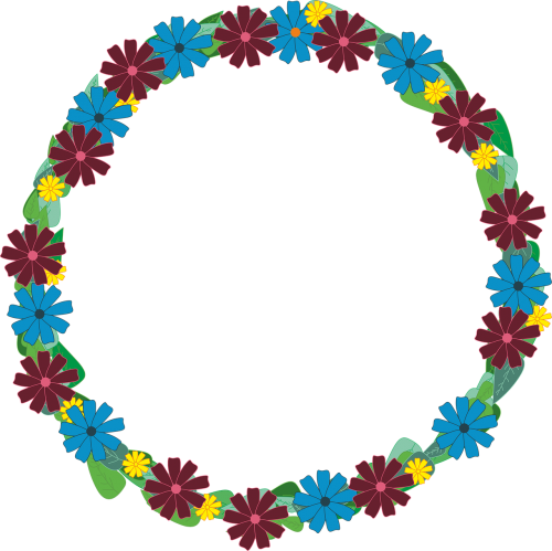 flowers wreath blue