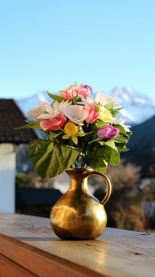 flowers mountains vase