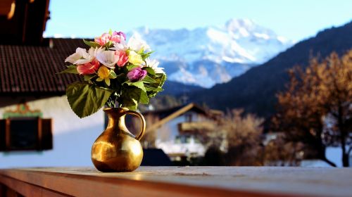 flowers mountains vase