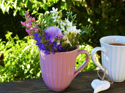 flowers cup coffee