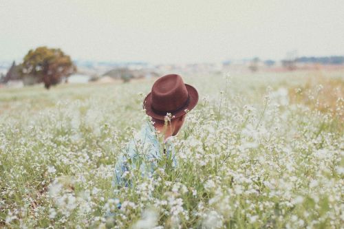 flowers field man