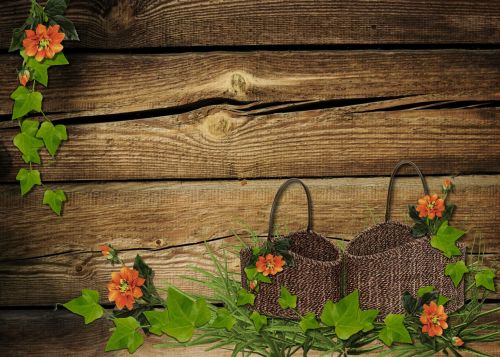 flowers rustic baskets