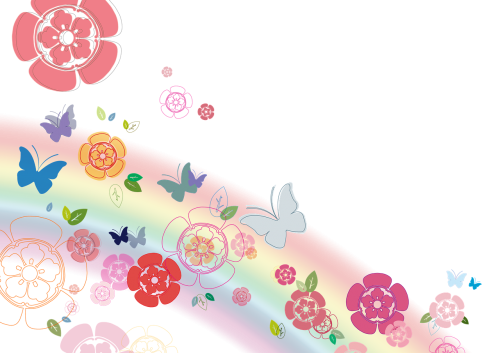 flowers butterfly rainbow