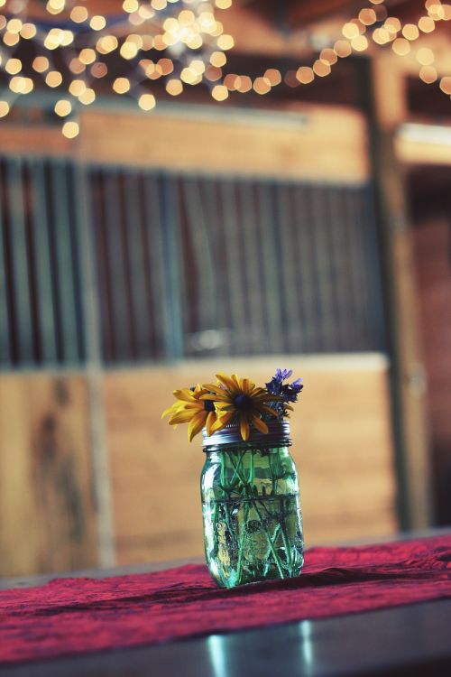 flowers glass jar