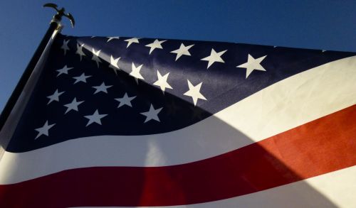 Flying American Flag Closeup