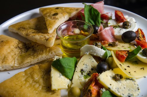 foccacia with olives  tasting  gourmet food