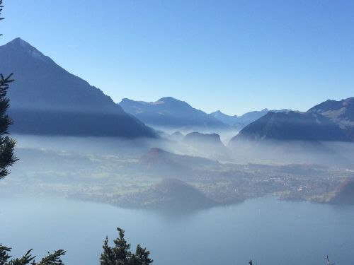 fog alpine mountains