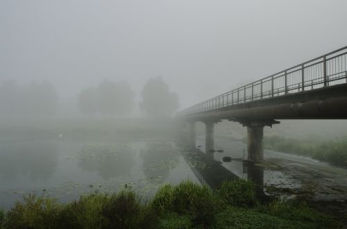 fog bridge autumn