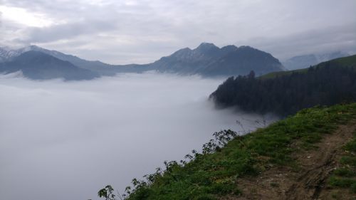 fog mountains central switzerland