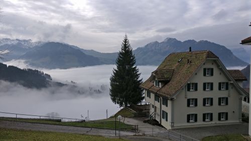 fog mountains central switzerland