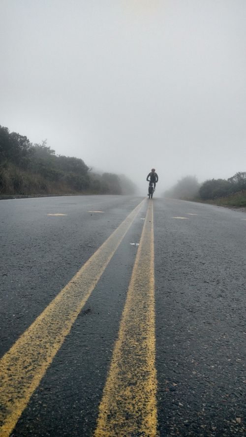 fog road mountain