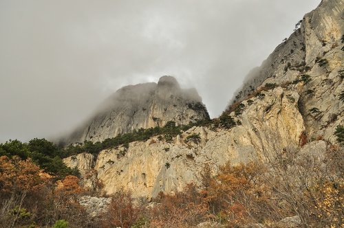 fog  mountains  rock