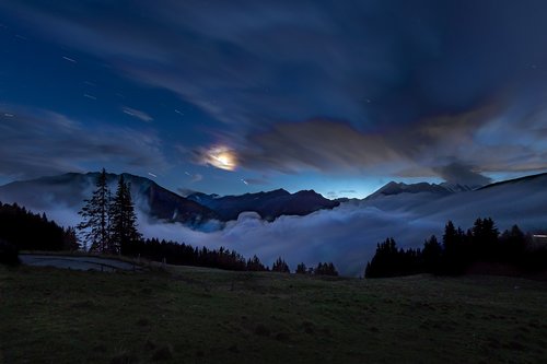 fog  moon  sky
